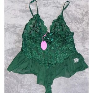 Avidlove Sleepwear Lace‎ Bodysuit One Piece Womens 20W Lake Green Mesh V Neck